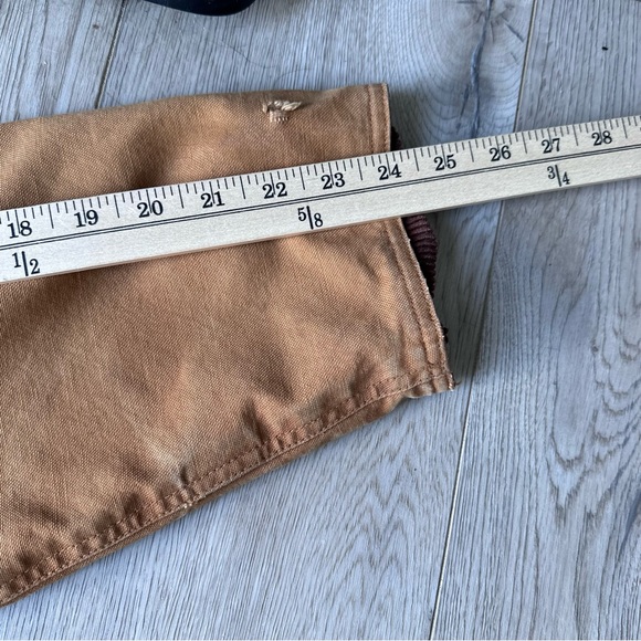 Lands’ End Barn Coat Men’s M Tan Chore Jacket Plaid Lined Corduroy Collar - Picture 7 of 9